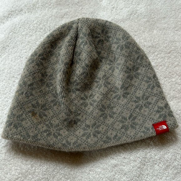The Northface Girls Snowflake Gray/Cream Beanie OS-EUC - Picture 1 of 4